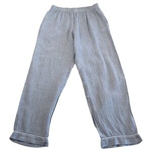 Quince Womens Linen Pajama Bottoms Blue Pinstripe Sz S Breathable Comfy Pockets